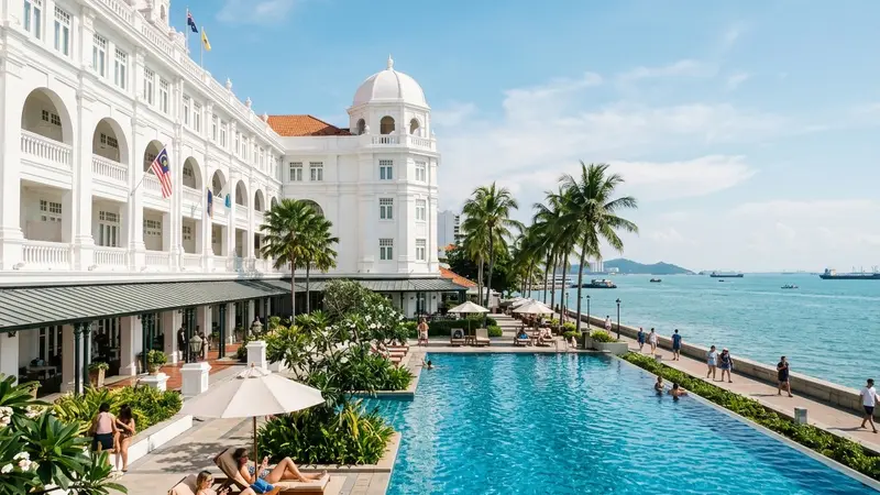 Eastern and Oriental Hotel colonial heritage waterfront in George Town Penang