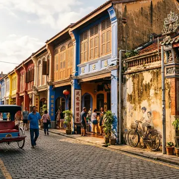 Colourful heritage shophouses in George Town Penang