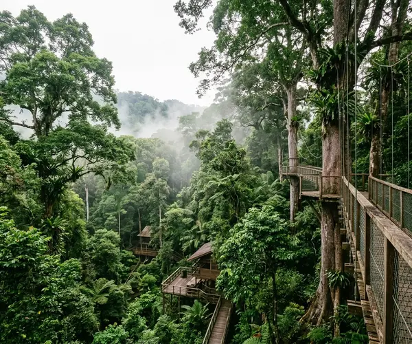 Pristine rainforest canopy in Danum Valley Borneo