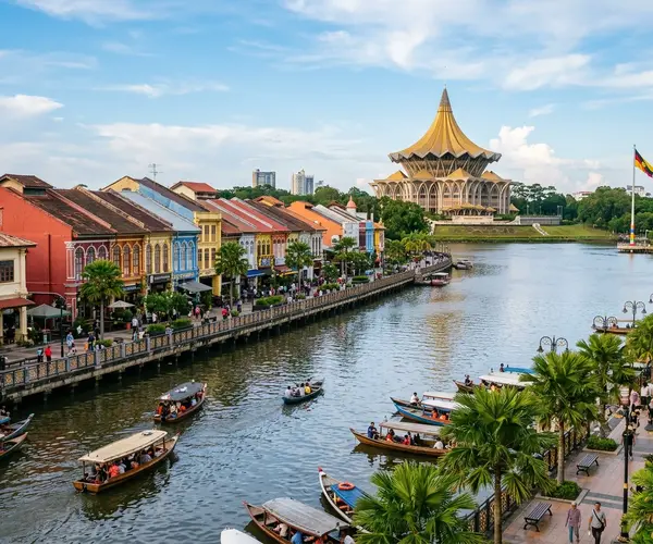 Kuching waterfront promenade along Sarawak River