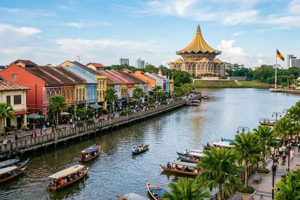 Kuching waterfront promenade along Sarawak River