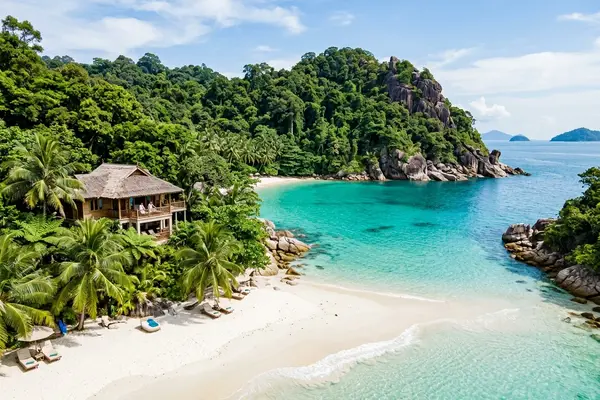 Emerald Bay beach on Pangkor Laut private island