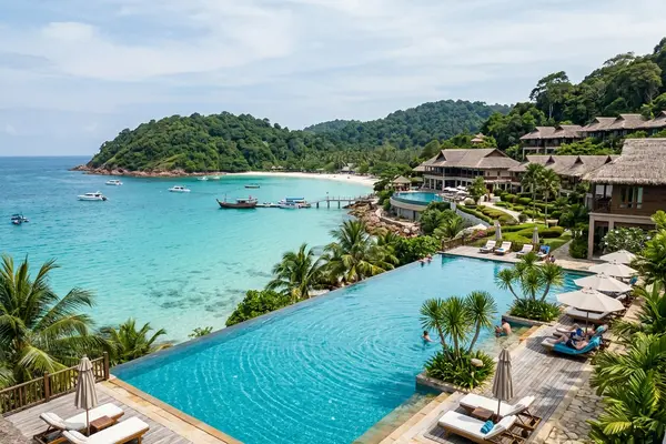 The Taaras Beach and Spa Resort on a private bay with crystal clear waters on Redang Island