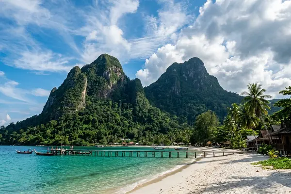 Tioman Island dramatic jungle peaks and white sand beach